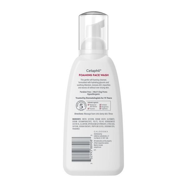 Cetaphil Foaming Face Wash, Facial Cleanser for Redness Prone Skin - 8 fl oz
